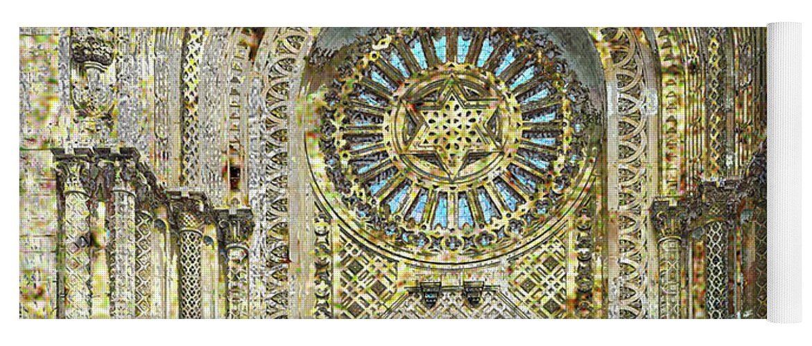 Exit Yoga Mat featuring the mixed media Synagogue by Tony Rubino