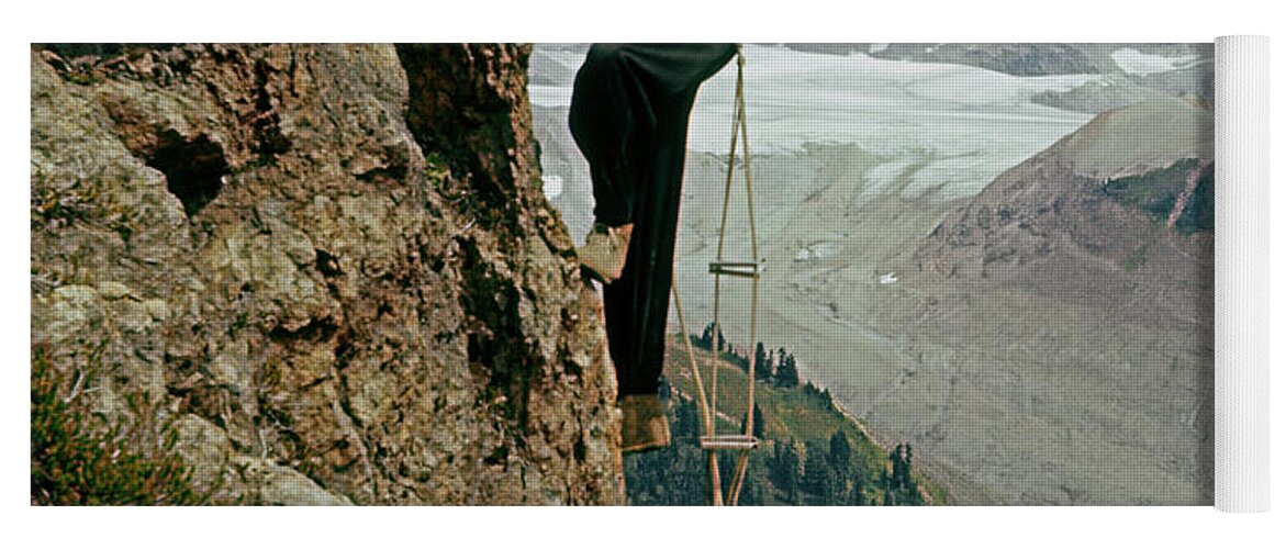 Garibaldi Meadows Yoga Mat featuring the photograph T-902901 Fred Beckey Climbing by Ed Cooper Photography