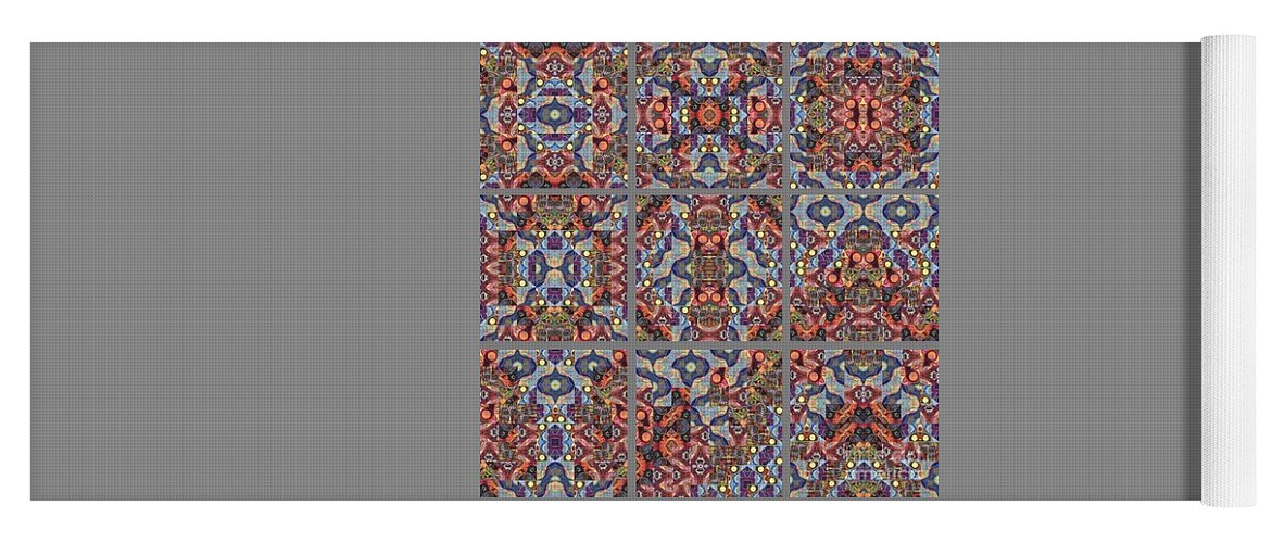 Abstract Yoga Mat featuring the painting T J O D Mandala Series Puzzle 1 Variations 1-9 by Helena Tiainen