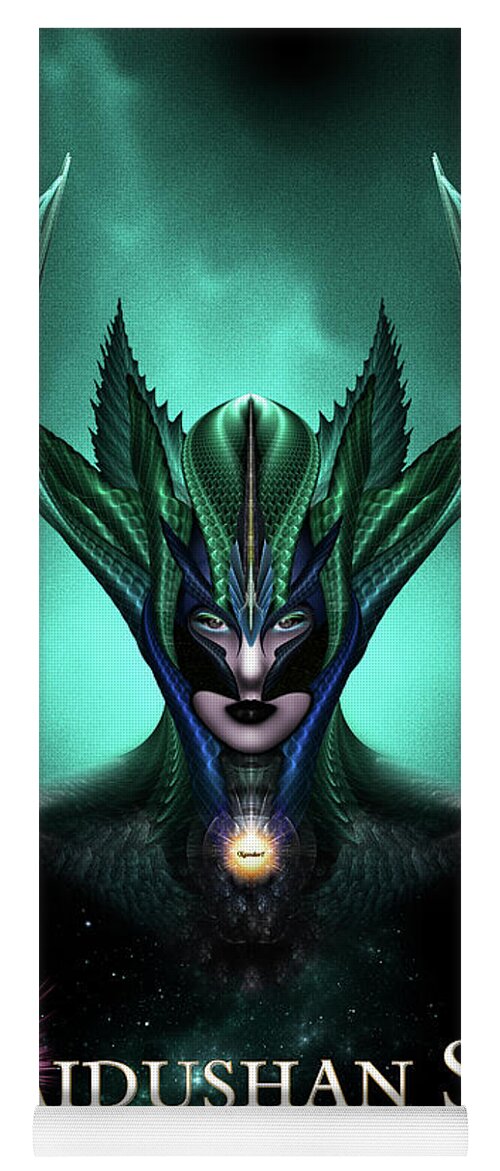 Taidushan Yoga Mat featuring the digital art Taidushan Sai Shadow Blue The Emerald Light by Rolando Burbon