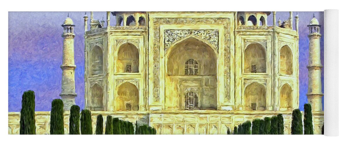 Taj Mahal Yoga Mat featuring the painting Taj Mahal Morning by Dominic Piperata