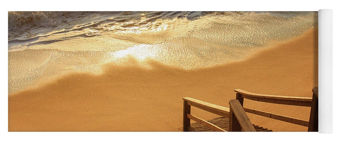 Cape Hatteras Yoga Mat featuring the photograph Take the Stairs to the Waves by Joni Eskridge