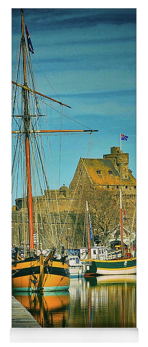Vauban Bassin Yoga Mat featuring the photograph Tall Ship in Saint Malo by Elf EVANS