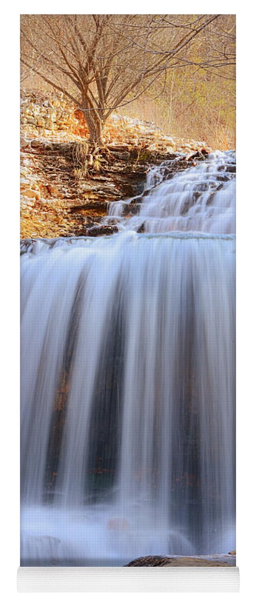 Tanyard Creek Waterfalls Yoga Mat featuring the painting Tanyard Creek Waterfall Bella Vista Arkansas by Lourry Legarde