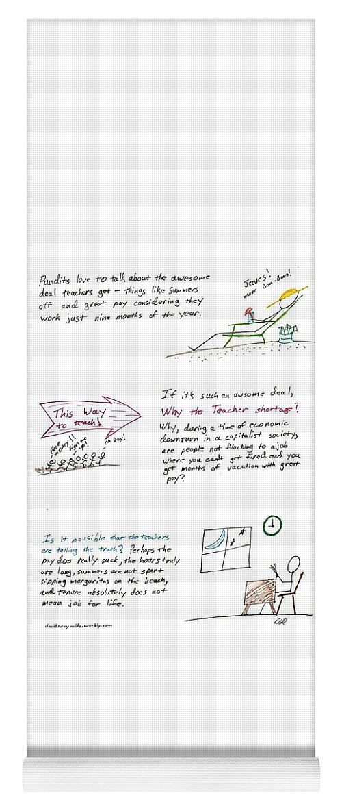 Teacher Yoga Mat featuring the drawing Teacher Deal by David S Reynolds