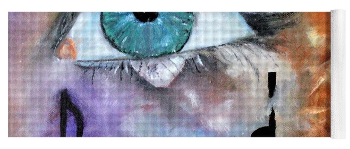Face Yoga Mat featuring the painting Tears Fall To The Beat by Tracey Lee Cassin