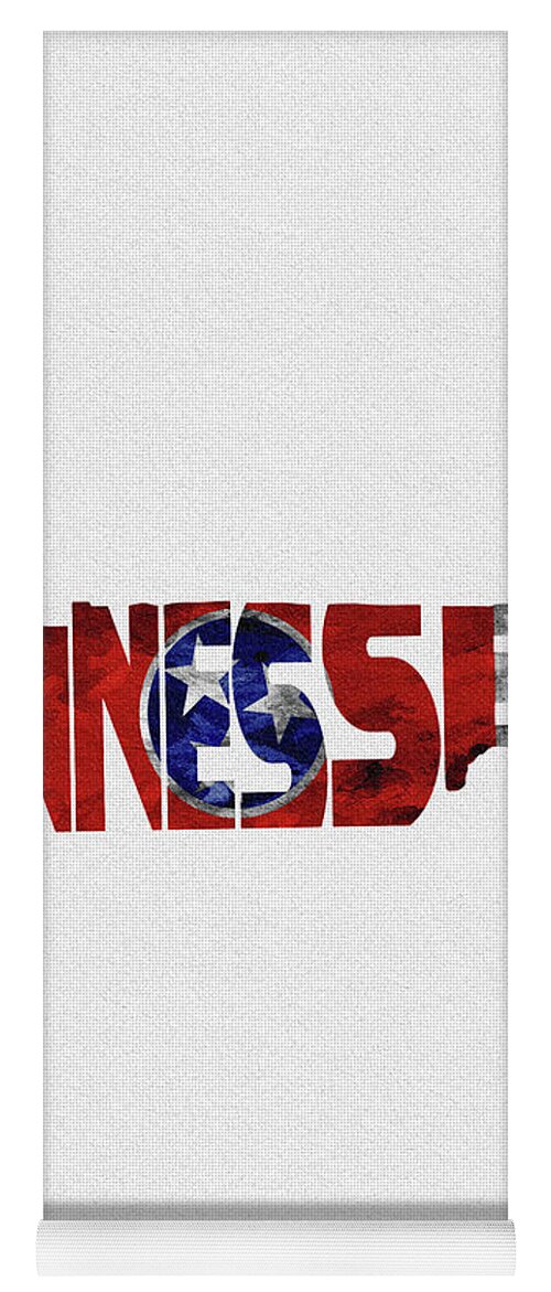 Tennessee Yoga Mat featuring the digital art Tennessee Typographic Map Flag by Inspirowl Design