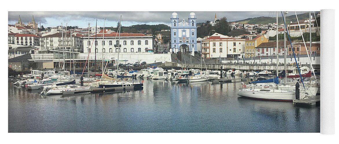 Kelly Hazel Yoga Mat featuring the photograph Terceira Port and Angra do Heroismo by Kelly Hazel