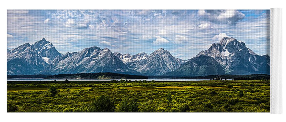 The Grand Tetons Yoga Mat featuring the photograph Tetons - Panorama by Shane Bechler