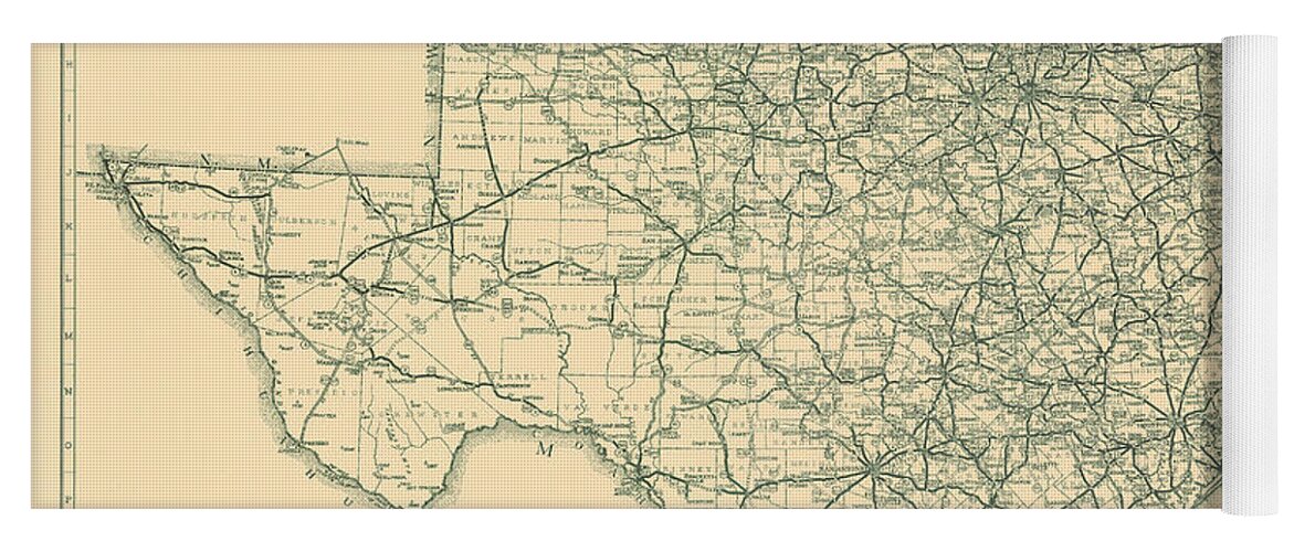 Map Yoga Mat featuring the digital art Texas 1933, Texas Highway Department by Texas Map Store