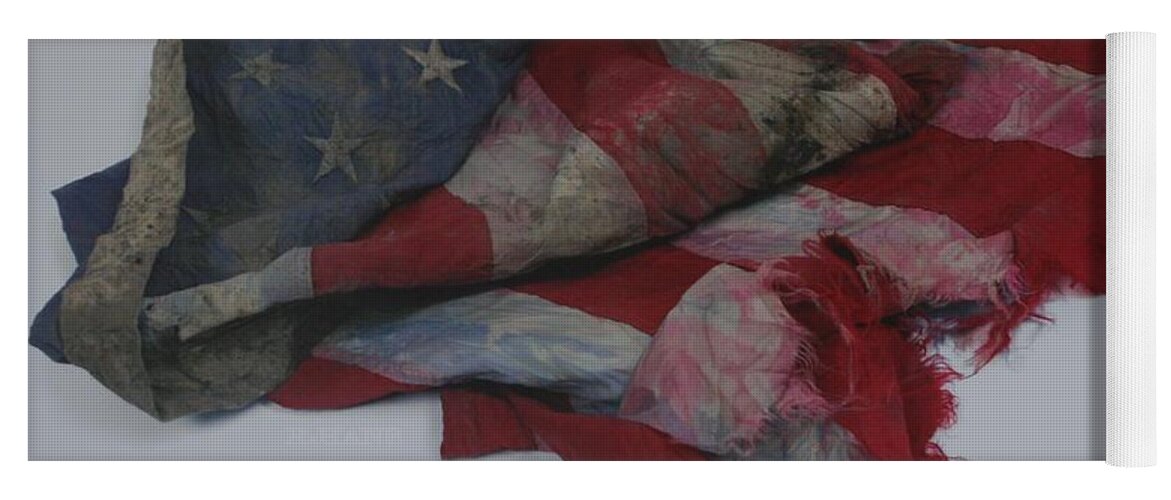 911 Yoga Mat featuring the photograph The 9 11 W T C Fallen Heros American Flag by Rob Hans
