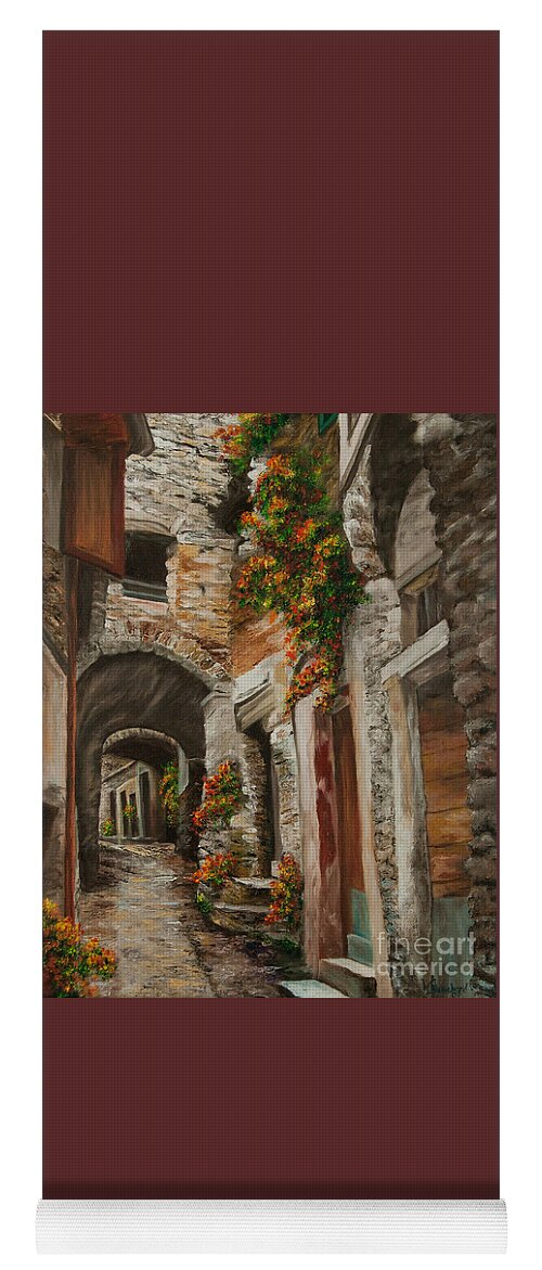 Italy Street Painting Yoga Mat featuring the painting The Alleyway by Charlotte Blanchard