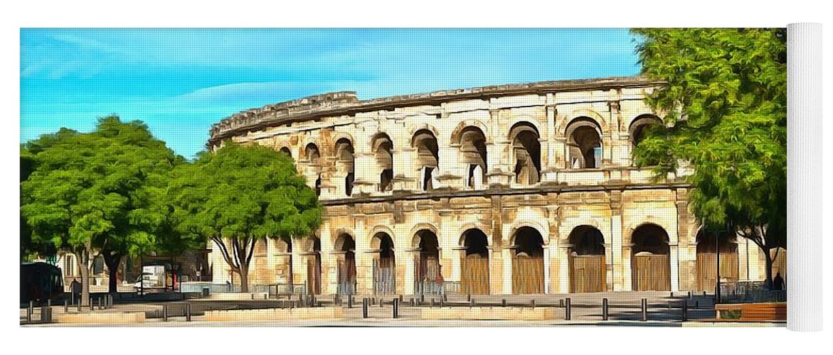 Amphitheatre Yoga Mat featuring the photograph The Amphitheatre Nimes by Scott Carruthers