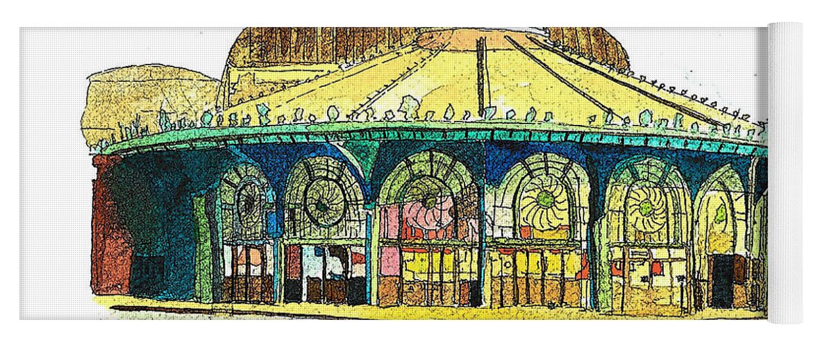 Asbury Art Yoga Mat featuring the painting The Asbury Park Casino by Patricia Arroyo