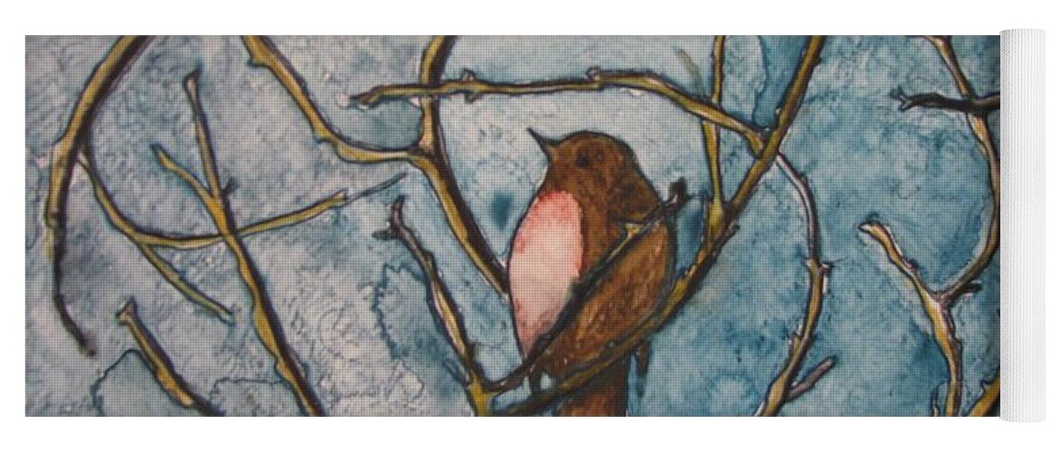 Robin Yoga Mat featuring the painting The Baby Robin by Patricia Arroyo