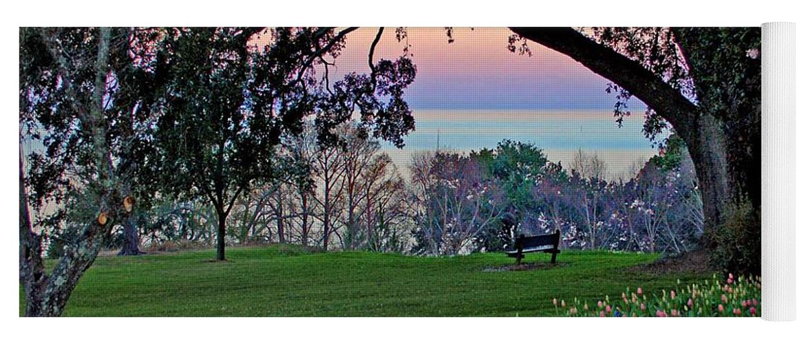 Fairhope Yoga Mat featuring the painting The Bay View Bench by Michael Thomas