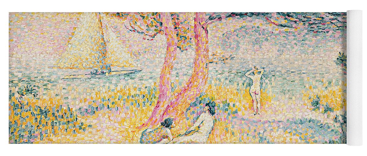 The Beach At St. Clair Yoga Mat featuring the painting The Beach at St Clair by Henri-Edmond Cross