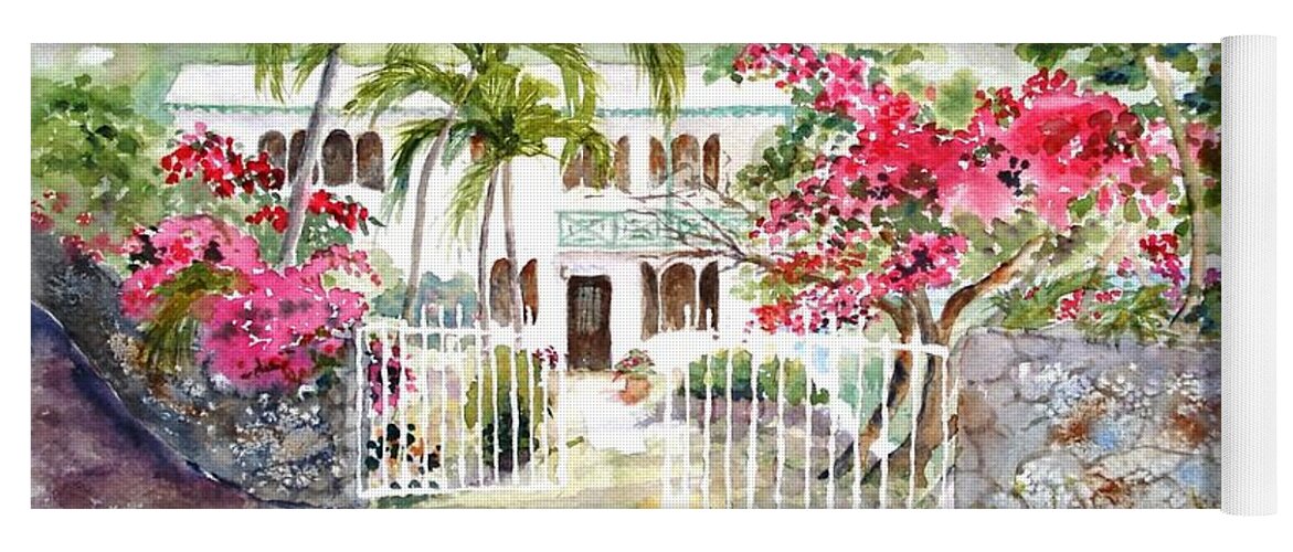 Caribbean Yoga Mat featuring the painting The Beach House by Diane Kirk