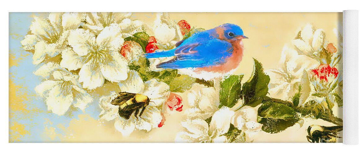 Bluebird Yoga Mat featuring the painting The Beautiful Bluebird by Tina LeCour