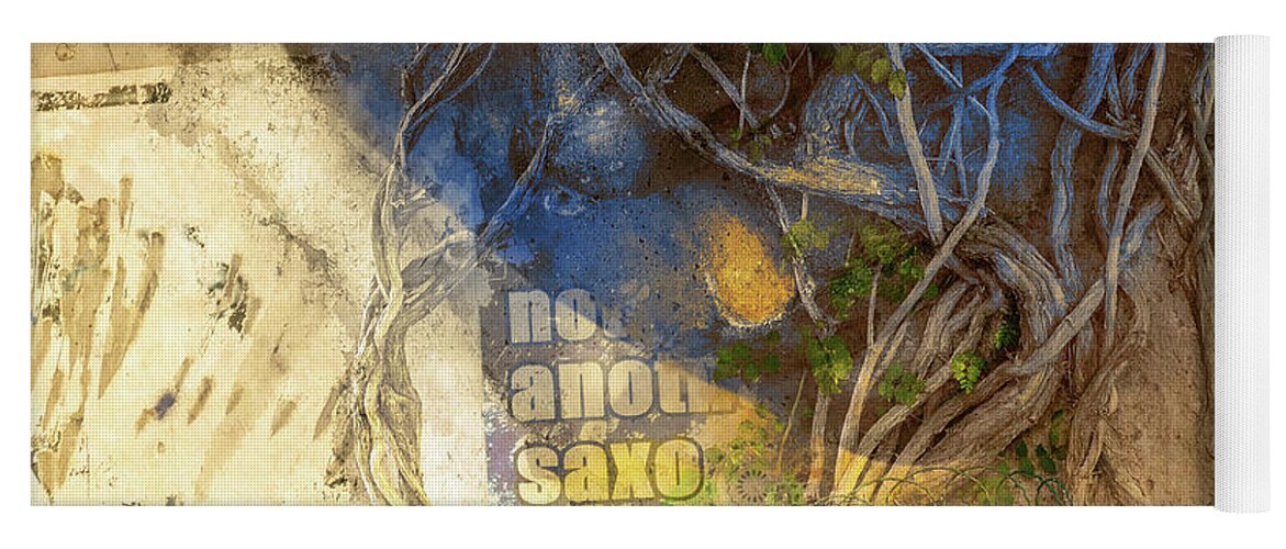 Collage Yoga Mat featuring the digital art The beauty and the old tree by Gabi Hampe