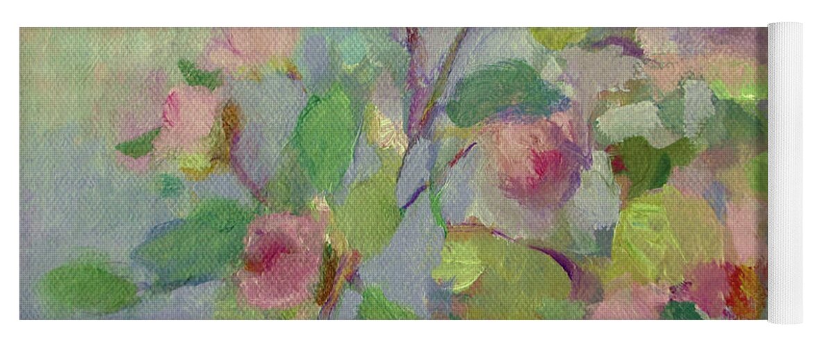 Pink Yoga Mat featuring the painting The Beauty of Spring by Mary Wolf