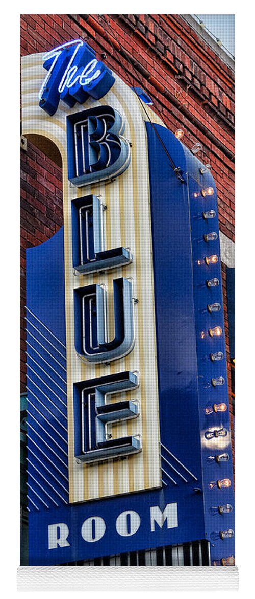 Steven Bateson Yoga Mat featuring the photograph The Blue Room Sign by Steven Bateson