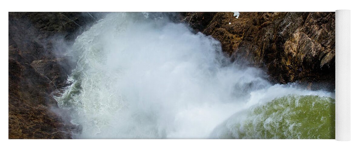 Canyon Yoga Mat featuring the photograph The Brink of the Lower Falls of the Yellowstone River by Frank Madia
