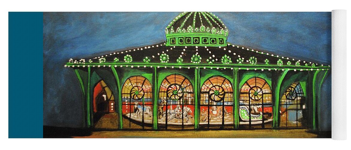 Asbury Park Yoga Mat featuring the painting The Carousel of Asbury Park by Patricia Arroyo