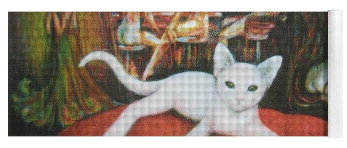 Cat Yoga Mat featuring the painting The CAT by Sukalya Chearanantana