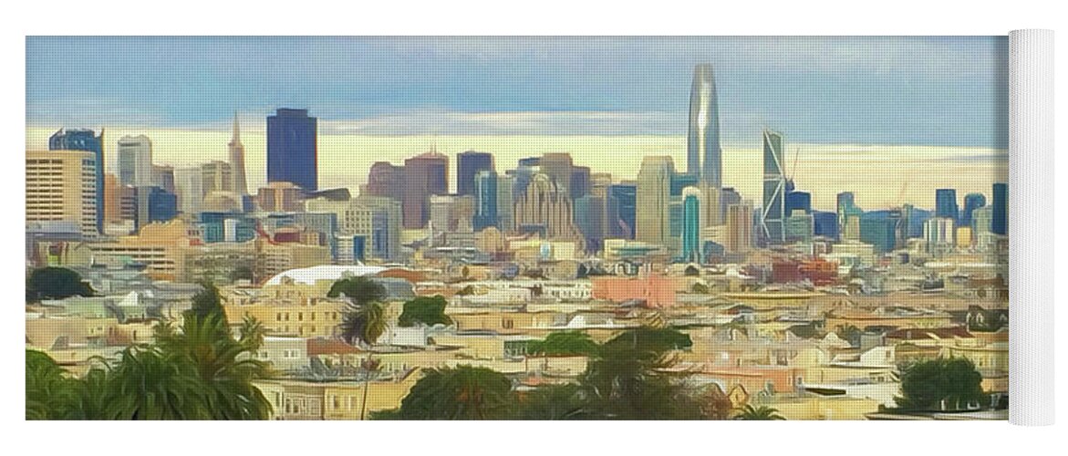 The City From Dolores Park Yoga Mat featuring the photograph The City from Dolores Park by Bonnie Follett