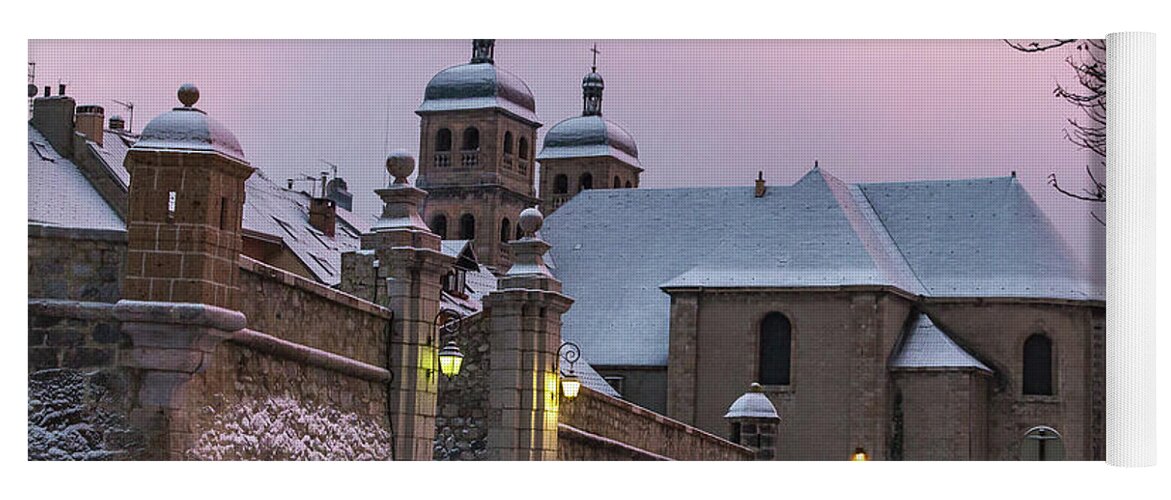 Winter Yoga Mat featuring the photograph The Collegiate Church of Briancon - 1 - French Alps by Paul MAURICE