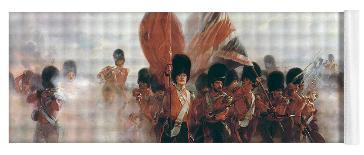 The Colours: Advance Of The Scots Guards At The Alma Yoga Mat featuring the painting The Colours by Elizabeth Southerden Thompson