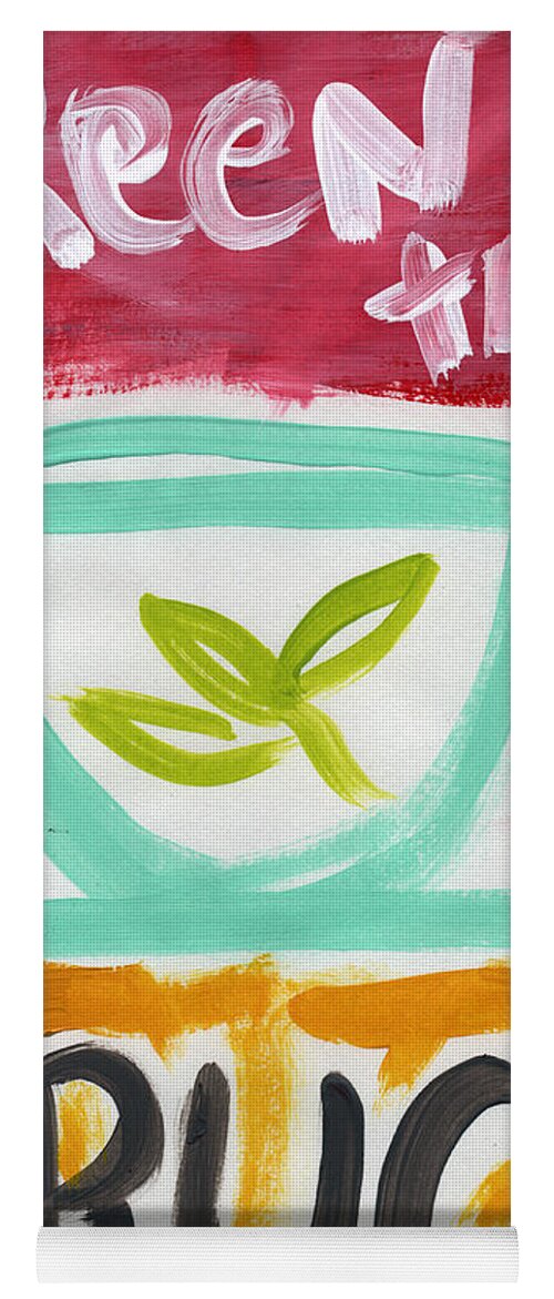 Green Tea Yoga Mat featuring the painting The Common Cure- Abstract Expressionist Art by Linda Woods