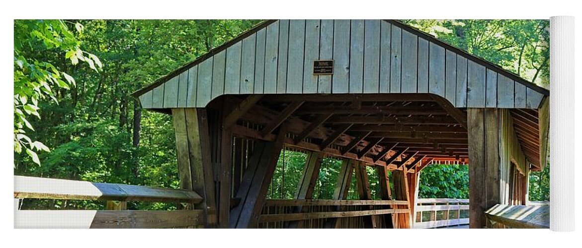 Wood Yoga Mat featuring the photograph The Covered Bridge at Wildwood by Michiale Schneider