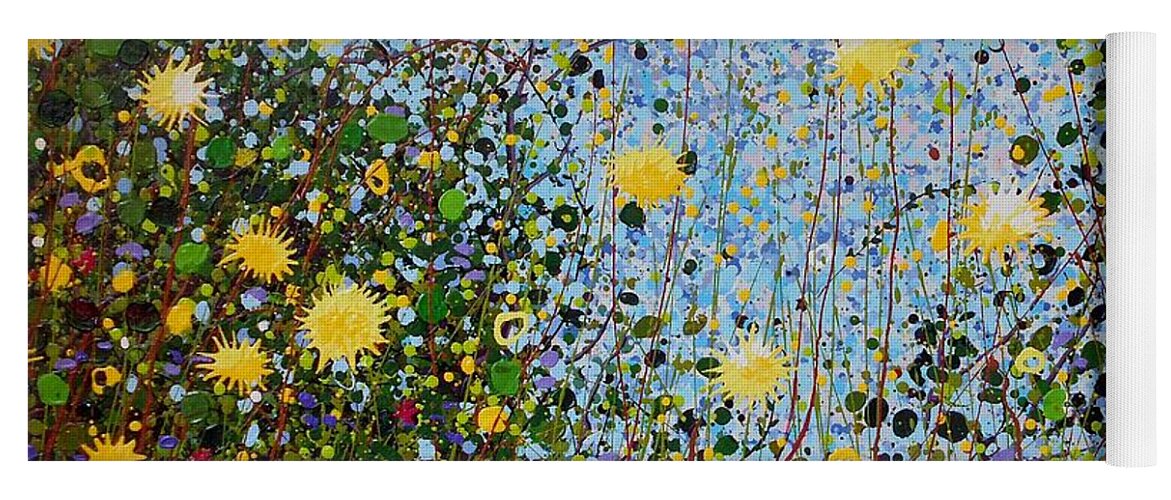 Dandelions Yoga Mat featuring the painting The dandelion patch by Angie Wright