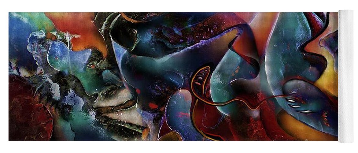 Abstract Digital Painting Yoga Mat featuring the digital art The Dark Sound by Wolfgang Schweizer