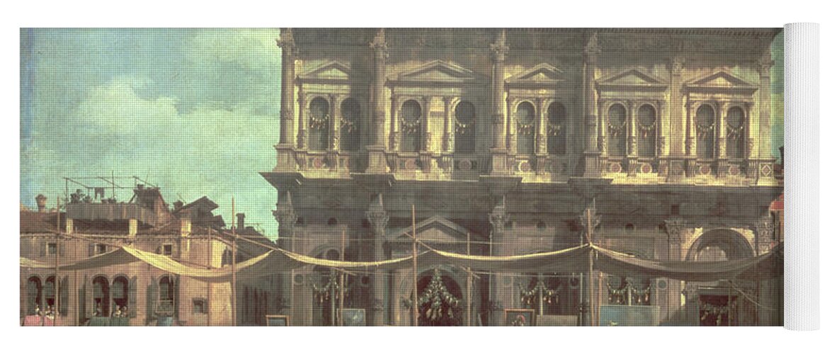 The Doge Visiting The Church And Scuola Di San Rocco Yoga Mat featuring the painting The Doge Visiting the Church and Scuola di San Rocco by Canaletto