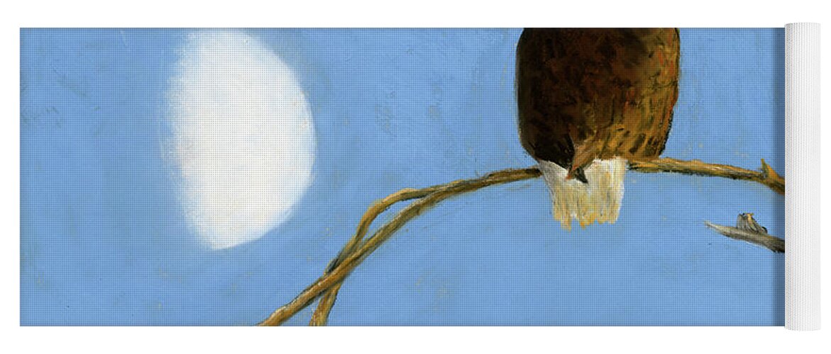Bald Eagle Yoga Mat featuring the painting The Eagle and the Moon by Ginny Neece