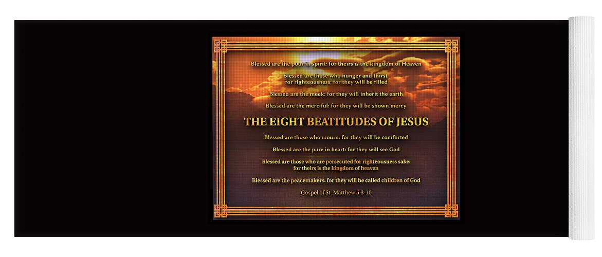 Bible Yoga Mat featuring the digital art The Eight Beatitudes of Jesus by William Ladson
