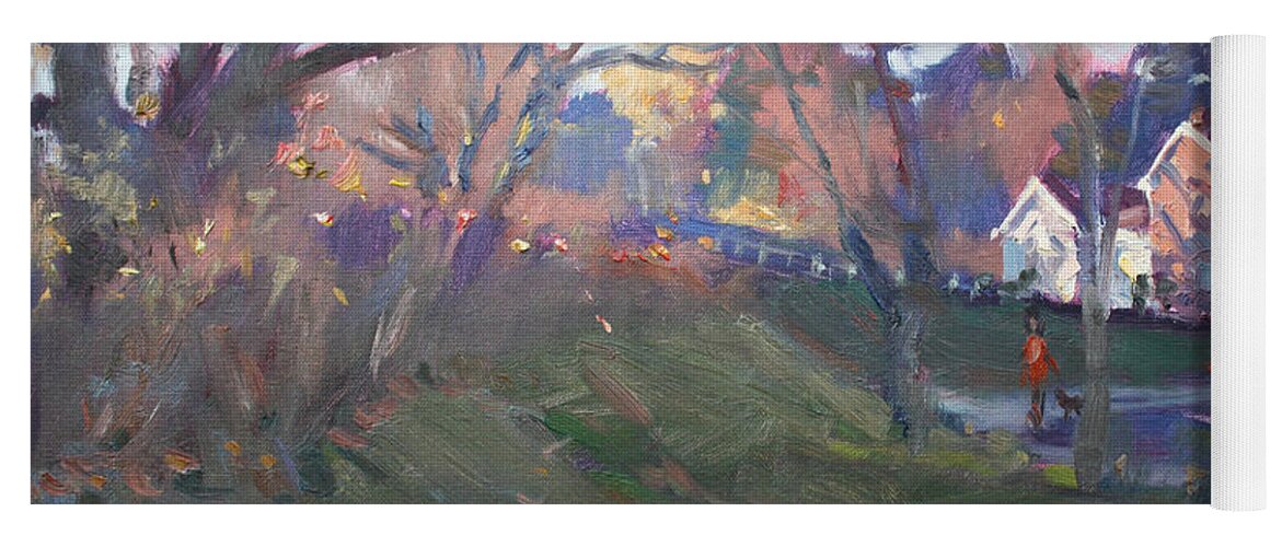 Autumn Day Yoga Mat featuring the painting The End of Autumn Day in Glen Williams ON by Ylli Haruni
