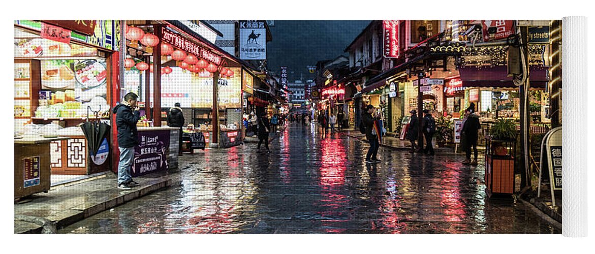 China Yoga Mat featuring the photograph The famous West street in Yangshuo near Guilin in south China by Didier Marti