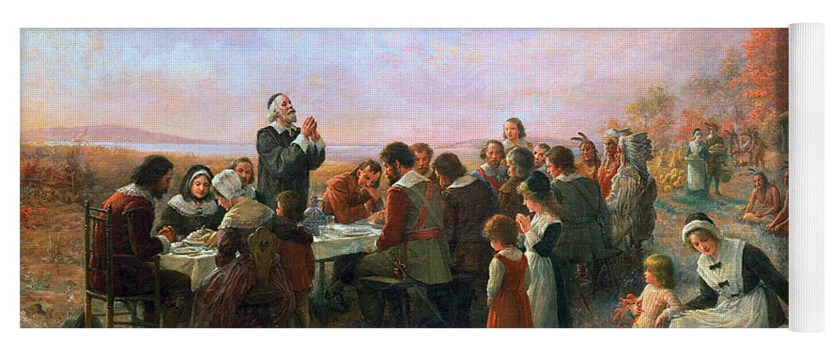 1621 Yoga Mat featuring the painting The First Thanksgiving by Granger