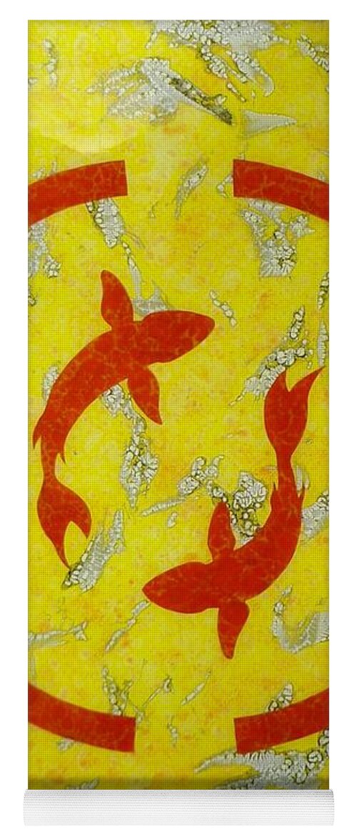 Yellow Yoga Mat featuring the glass art The Fishes by Christopher Schranck