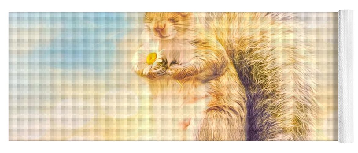 Squirrel Yoga Mat featuring the photograph The Flower Girl by Tina LeCour