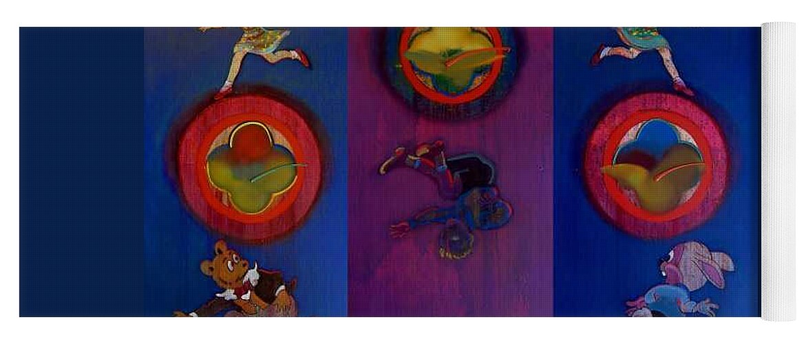 The Drums Of The Fruit Machine Stop At Random. Triptych Yoga Mat featuring the painting The Fruit Machine Stops II by Charles Stuart
