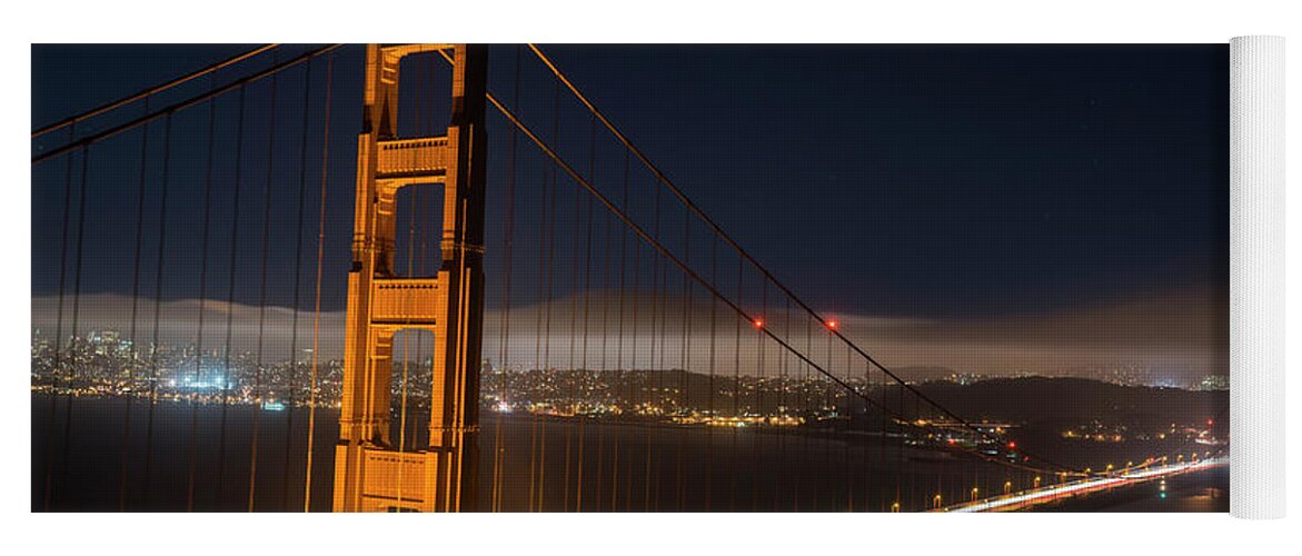 San Francisco Yoga Mat featuring the photograph The Golden Gate Bridge in San Francisco at Night by Toby McGuire