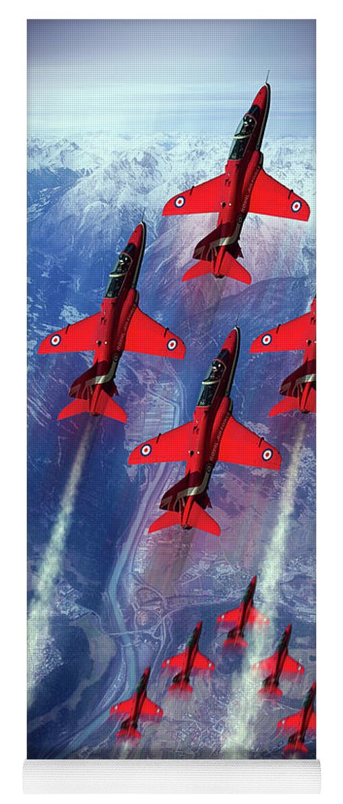 Red Arrows Yoga Mat featuring the digital art The Great Red Arrows by Airpower Art