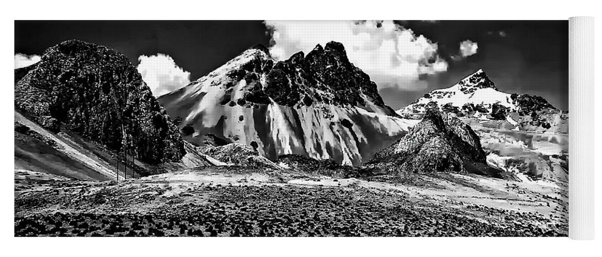 Peru Yoga Mat featuring the photograph The High Andes monochrome by Steve Harrington