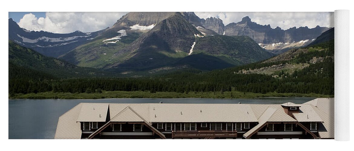 Many Glacier Lodge Yoga Mat featuring the photograph The Hills Are Alive by Lorraine Devon Wilke