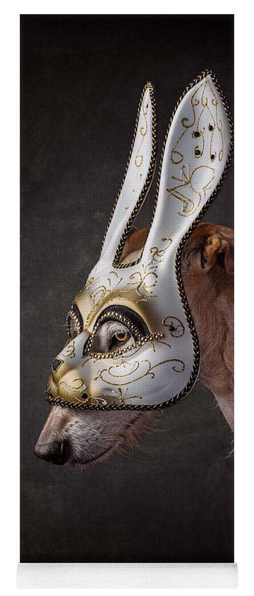 Dog Yoga Mat featuring the photograph Dog wearing Rabbit Mask by Travis Patenaude